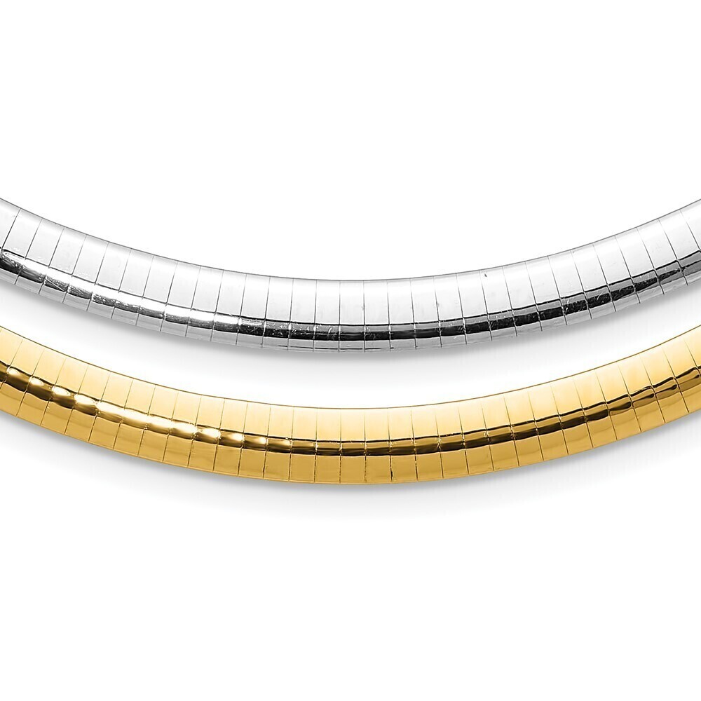 Kazi Luxury 14k 6mm Reversible White & Yellow Domed Omega Necklace